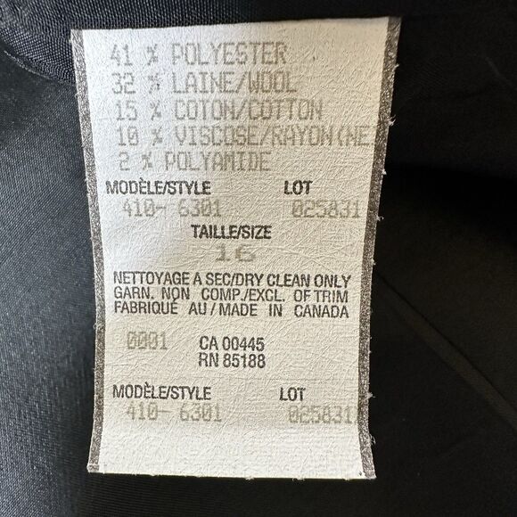 Louben Houndstooth Jacket Sz 16 Black Wool Blend Open Front Old Money Career - Picture 7 of 13